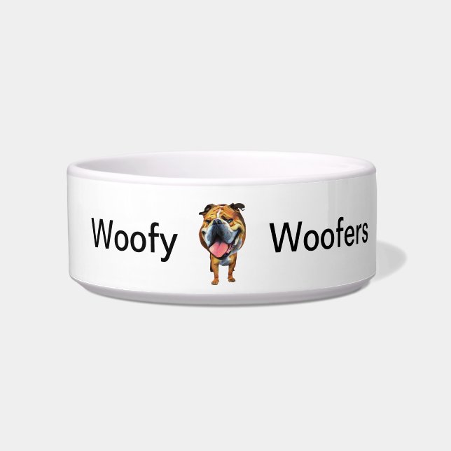 Funny Cartoon Bulldog Dog Bowl (Front)