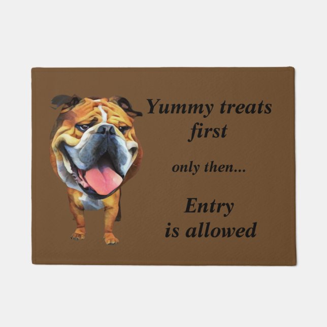 Funny Cartoon Bulldog Doormat (Front)