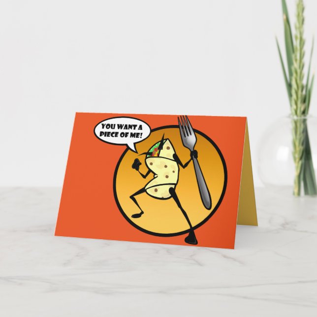 FUNNY CARTOON BURRITO BLANK GREETING CARD (Front)