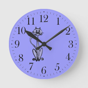 Funny Cartoon Cat Drawing Animal-lover Clock