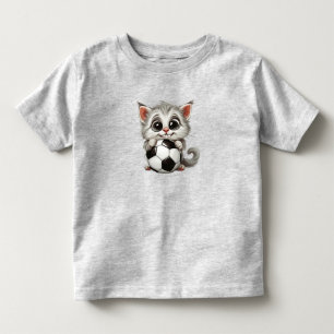 Funny Cartoon Cat Holding Soccer Ball Toddler T-Shirt