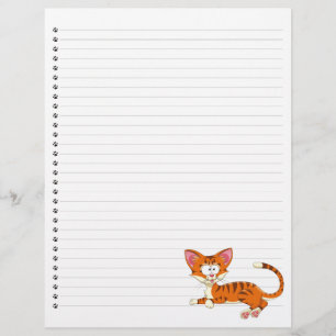Funny Cartoon Cat  Lined Pet Letterhead