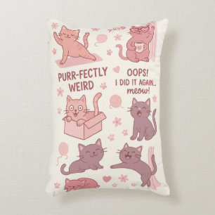Funny Cartoon Cat Pillow – Pink & Mauve