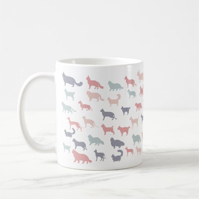 Funny cartoon cat silhouettes coffee mug (Left)