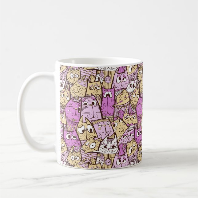 Funny Cartoon Cats Coffee Mug (Left)
