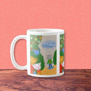 Funny Cartoon Cats Coffee Mug with Name