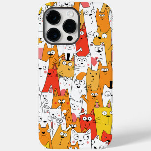 Funny Cartoon Cats Group Doodle Case-Mate iPhone 14 Pro Max Case