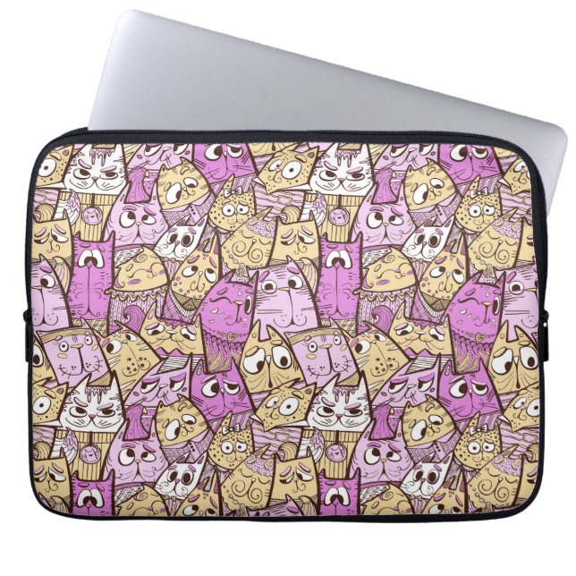 Funny Cartoon Cats Laptop Sleeve (Front)