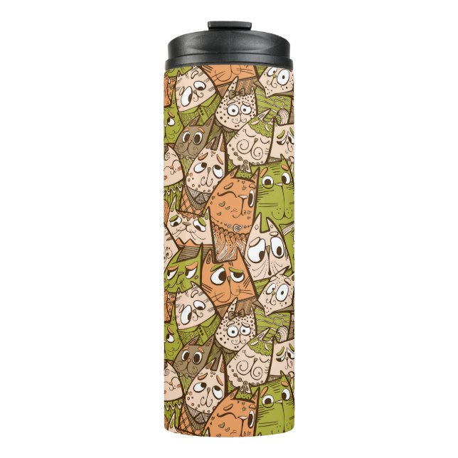 Funny Cartoon Cats Thermal Tumbler (Front)