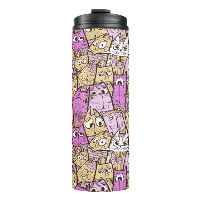 Funny Cartoon Cats Thermal Tumbler (Front)