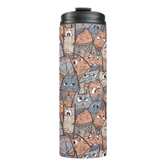 Funny Cartoon Cats Thermal Tumbler (Front)