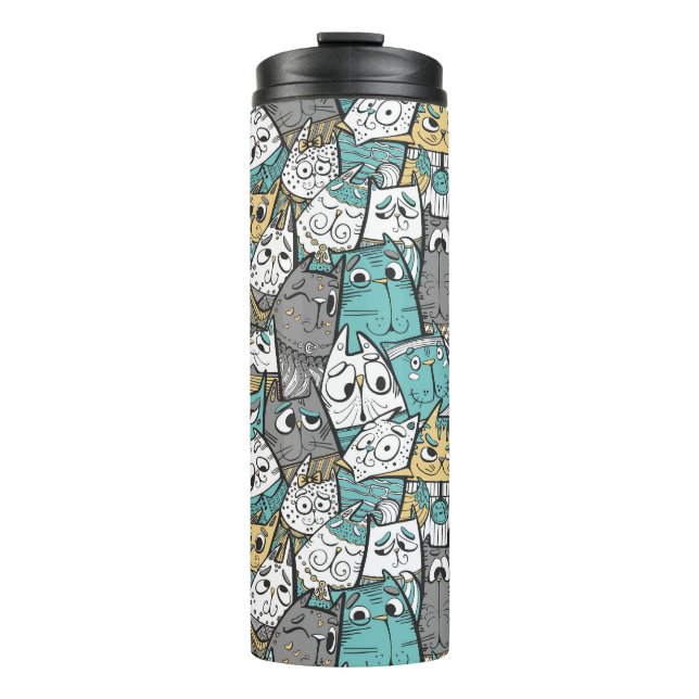 Funny Cartoon Cats Thermal Tumbler (Front)