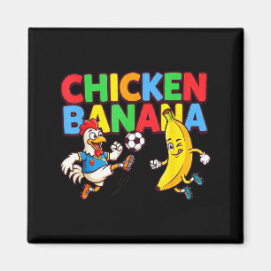 Funny Cartoon Chicken Banana Soccer Player Ball Gr Magnet