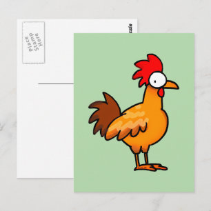 Funny Cartoon Chicken Illustration Postcard