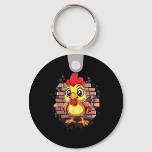 Funny Cartoon Chicken  Key Ring