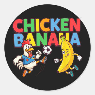 Funny Cartoon Chicken Nana Soccer Player Ll Graphi Classic Round Sticker
