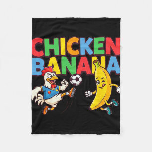 Funny Cartoon Chicken Nana Soccer Player Ll Graphi Fleece Blanket