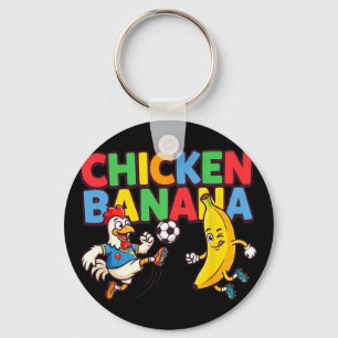 Funny Cartoon Chicken Nana Soccer Player Ll Graphi Key Ring