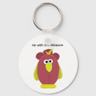 Funny Cartoon Chicken with Saying Key Ring