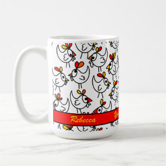 Funny Cartoon Chickens Pattern Personalised  Coffee Mug