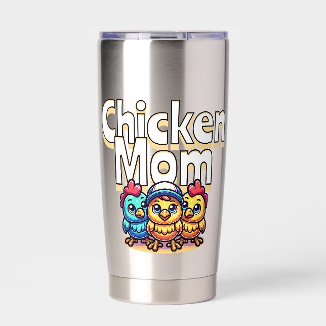 Funny Cartoon Chicks | Chicken Mum Personalised Insulated Tumbler (Front)