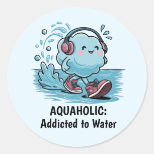 Funny Cartoon Cloud Round Stickers