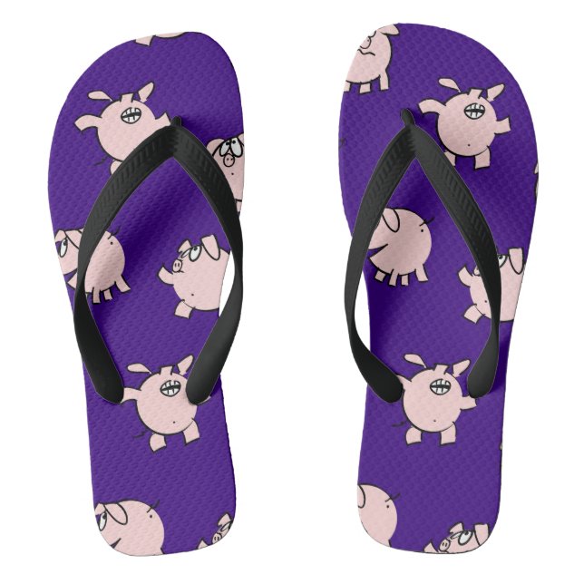 Funny Cartoon Comics Pig Choose Colour Men FlipFlo Thongs (Footbed)
