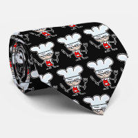 Funny cartoon cook pattern neck tie gift for chef
