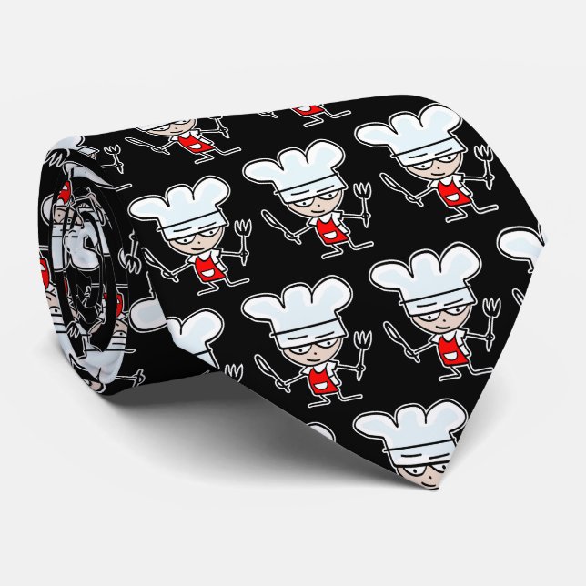 Funny cartoon cook pattern neck tie gift for chef (Rolled)