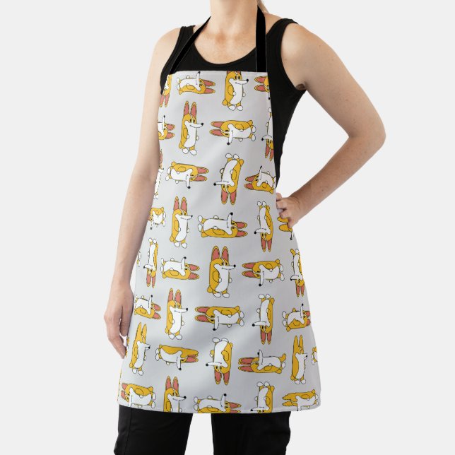 Funny Cartoon Corgi Pattern Apron (Insitu)