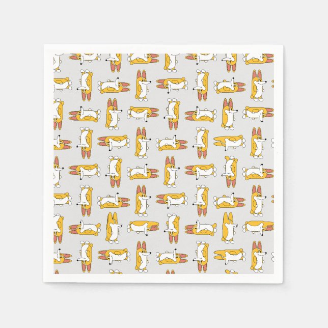 Funny Cartoon Corgi Pattern Napkin (Front)