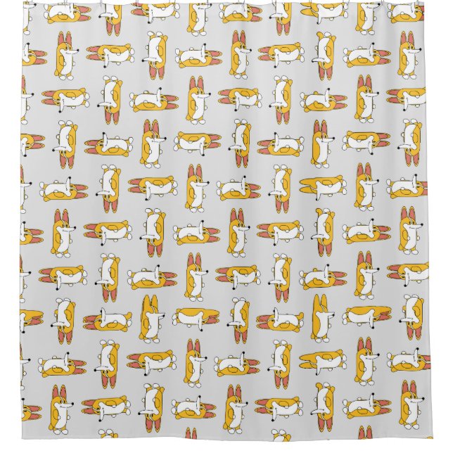 Funny Cartoon Corgi Pattern Shower Curtain (Front)