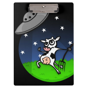 FUNNY CARTOON COW ALIEN ABDUCTION CLIPBOARD