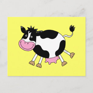 Funny Cartoon Cow Postcard Design  