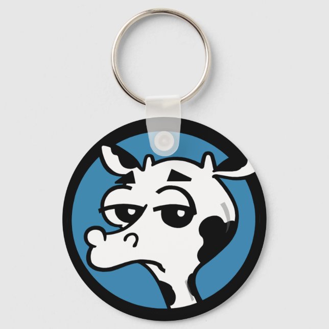 FUNNY CARTOON COW ROUND KEY CHAIN (Front)