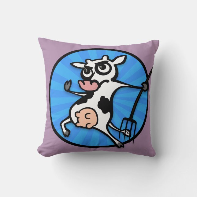 FUNNY CARTOON COW SQUARE THROW PILLOW (Front)