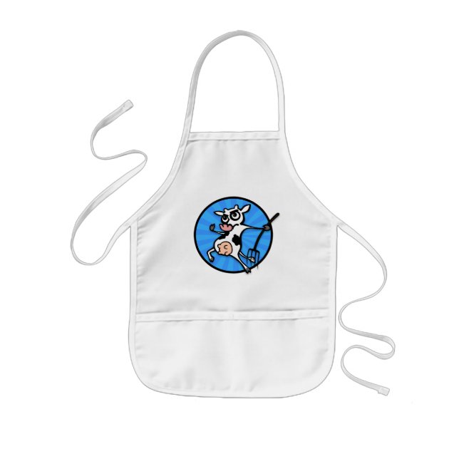 FUNNY CARTOON COW WHITE APRON (Front)