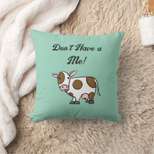 Funny Cartoon Cow with Cute Farm Animal Attitude Cushion