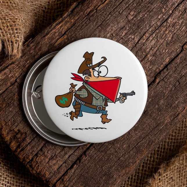 Funny Cartoon Cowboy Bandit Robber 7.5 Cm Round Badge (Creator Uploaded)