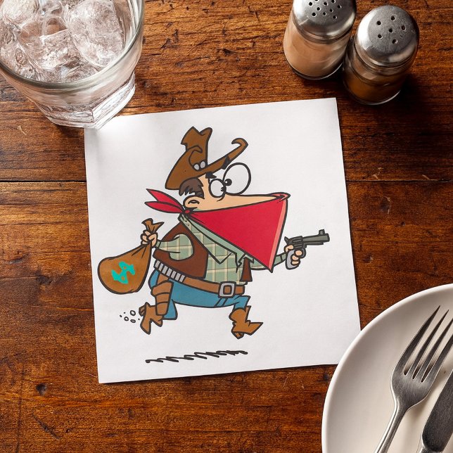 Funny Cartoon Cowboy Bandit Robber Napkin (Creator Uploaded)