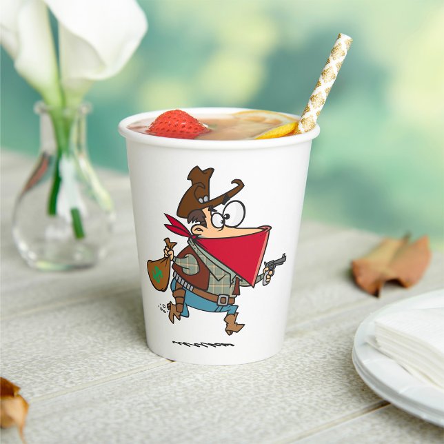 Funny Cartoon Cowboy Bandit Robber Paper Cups (Creator Uploaded)
