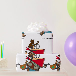 Funny Cartoon Cowboy Bandit Robber Wrapping Paper