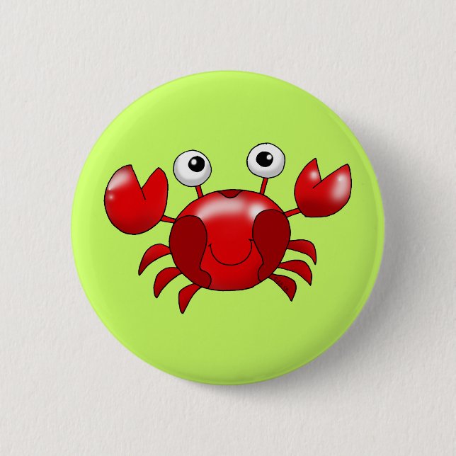 Funny Cartoon Crab Magnet – Ocean Theme 6 Cm Round Badge (Front)
