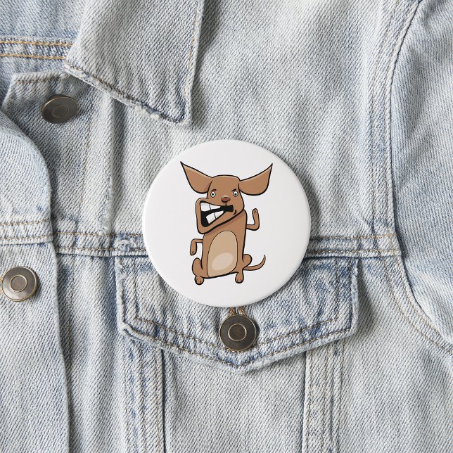 Funny Cartoon Crazy Dog Hilarious Cute Pet  7.5 Cm Round Badge (Creator Uploaded)