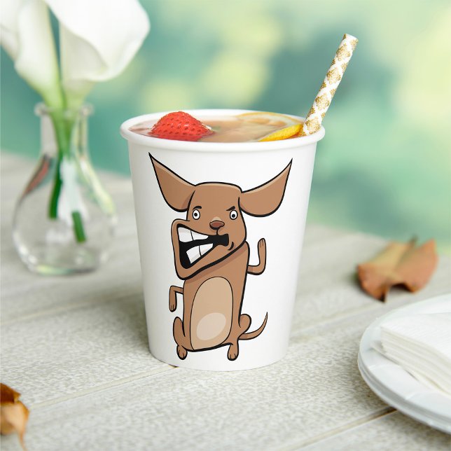 Funny Cartoon Crazy Dog Hilarious Cute Pet  Paper Cups (Creator Uploaded)