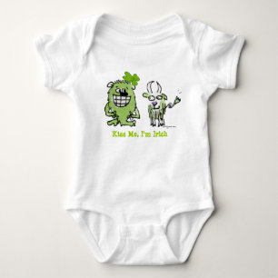 Funny Cartoon Creatures St. Paddys Day Baby Bodysuit