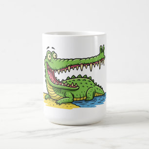 Funny Cartoon Crocodile with Big Smile Coffee Mug