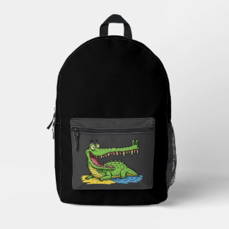 Funny Cartoon Crocodile with Big Smile Printed Backpack