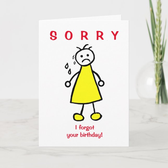 Funny Cartoon Crying Belated Birthday Card (Front)