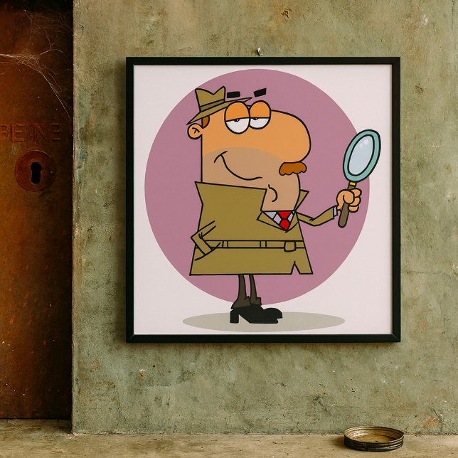 Funny Cartoon Detective with Magnifying Glass Poster (Creator Uploaded)